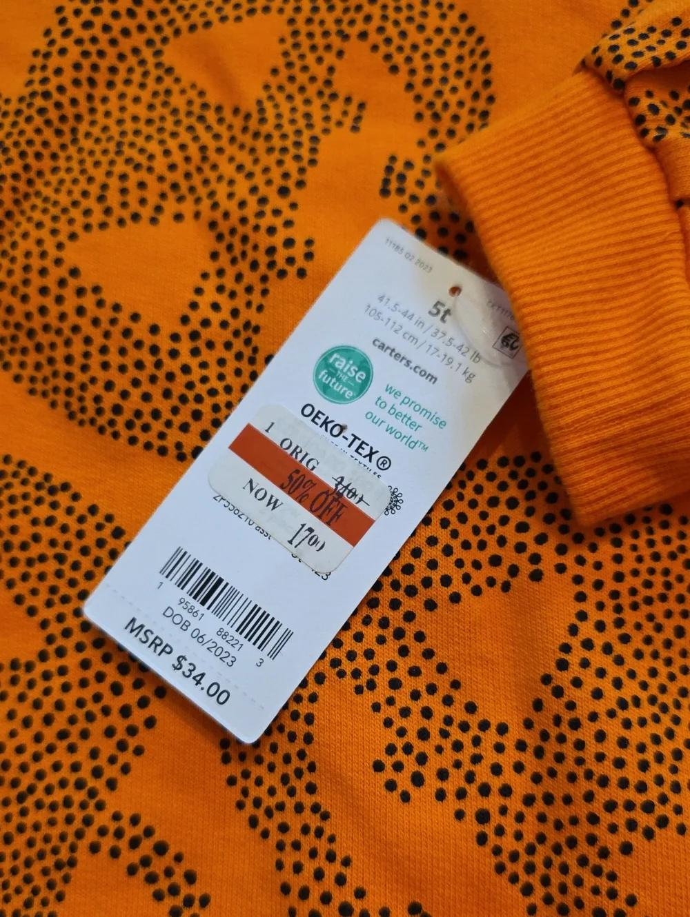 Carter's Orange Sweatshirt with Black Dot Pumpkin Motif